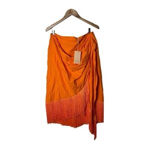 NWT Gabi Fresh Orange Fringe Skirt 1